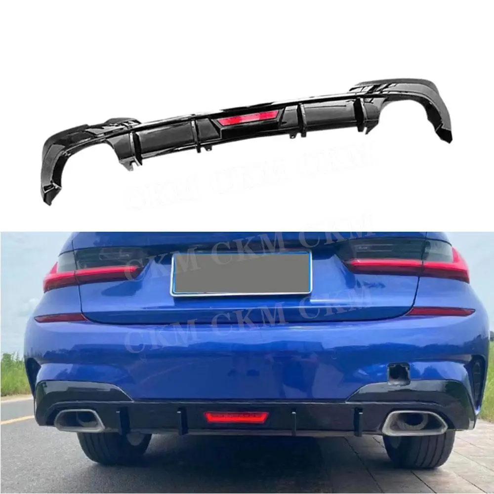 

CKMUUER ABS Car M Style Rear Bumper Lip Spoiler with LED for BMW 3 Series G20 G28 M Sport 2019 2020 2021 Replacement Diffuser