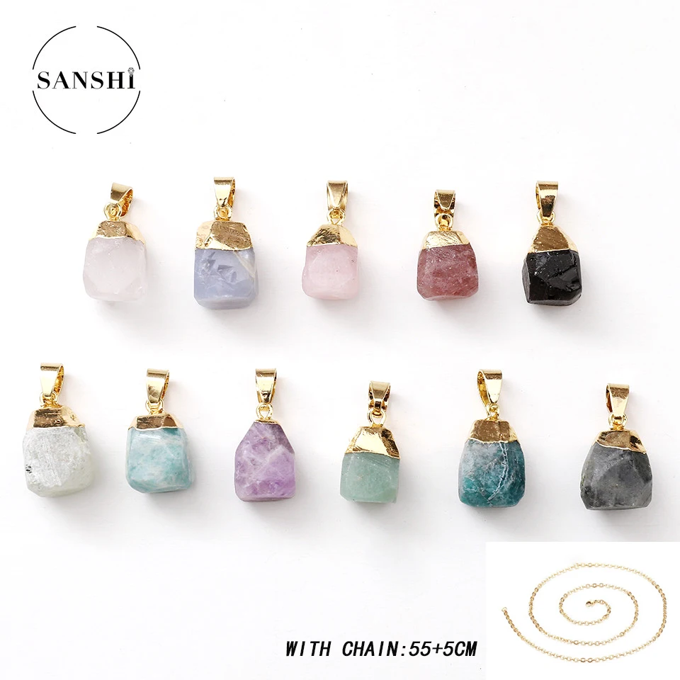 SANSHI Crystal Stone Holder Necklace Fashion Adjustable Chain Metal  Crystal Gemstone Holder Chain  Jewelry With Chain Ship