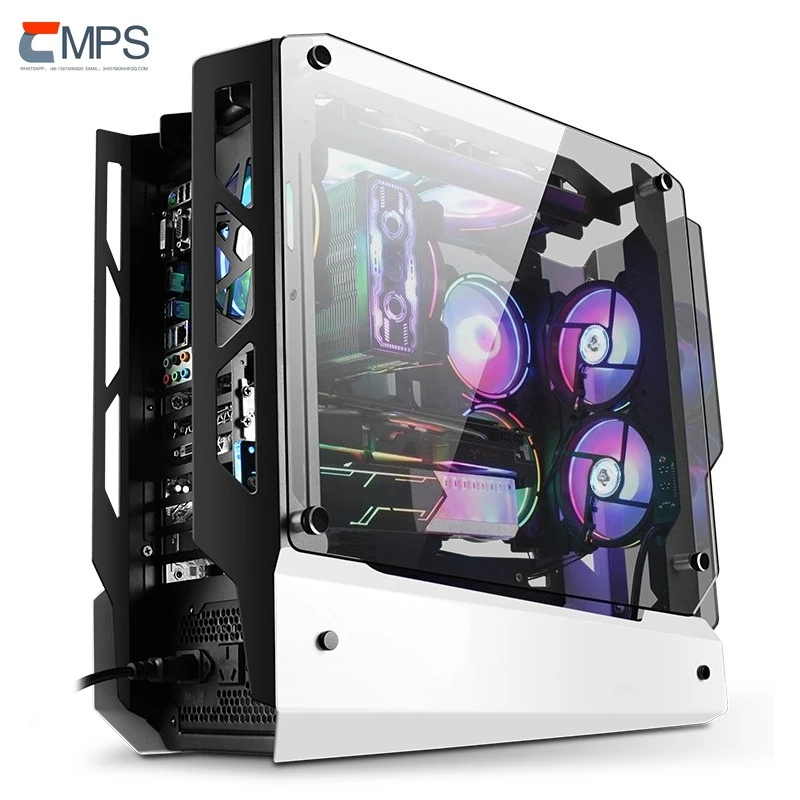 New Design White Computer Casing Cabinet Gaming Cabinet Pc Tower case Computer Cases & Towers with Fan Pc Gaming System Unit