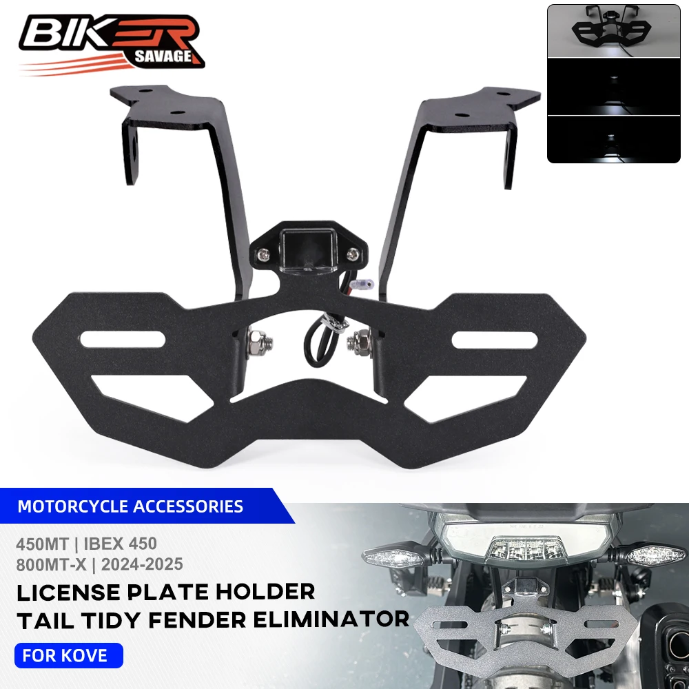 

800MT-X MT450 2025 Folding License Plate Holder For CFMOTO 450MT IBEX 450 Adjustable Tail Bracket LED Light Fender Eliminator