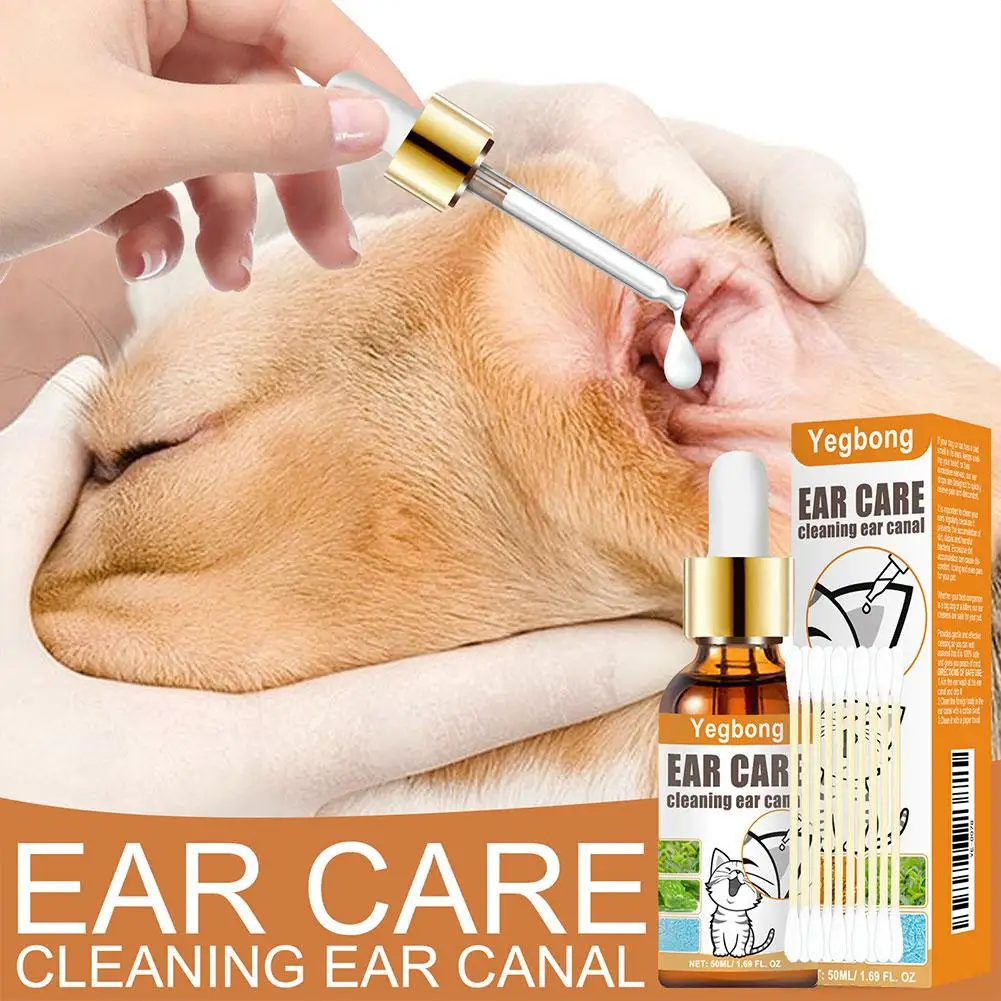 Dog Ear Drop Infection Mite Control Ear Wax Canal Cleaning Cleaning Soothing Eliminator Odor Irritation Itching Solution Pe G9m2