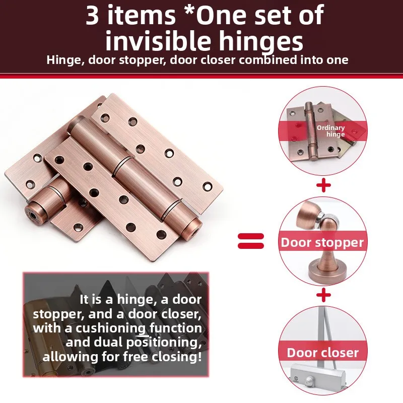 Thickened Space‑Aluminum 5 Inch Hydraulic Concealed Hinge, Left‑Right Reversible Multi‑Purpose Hardware Accessory Hidden