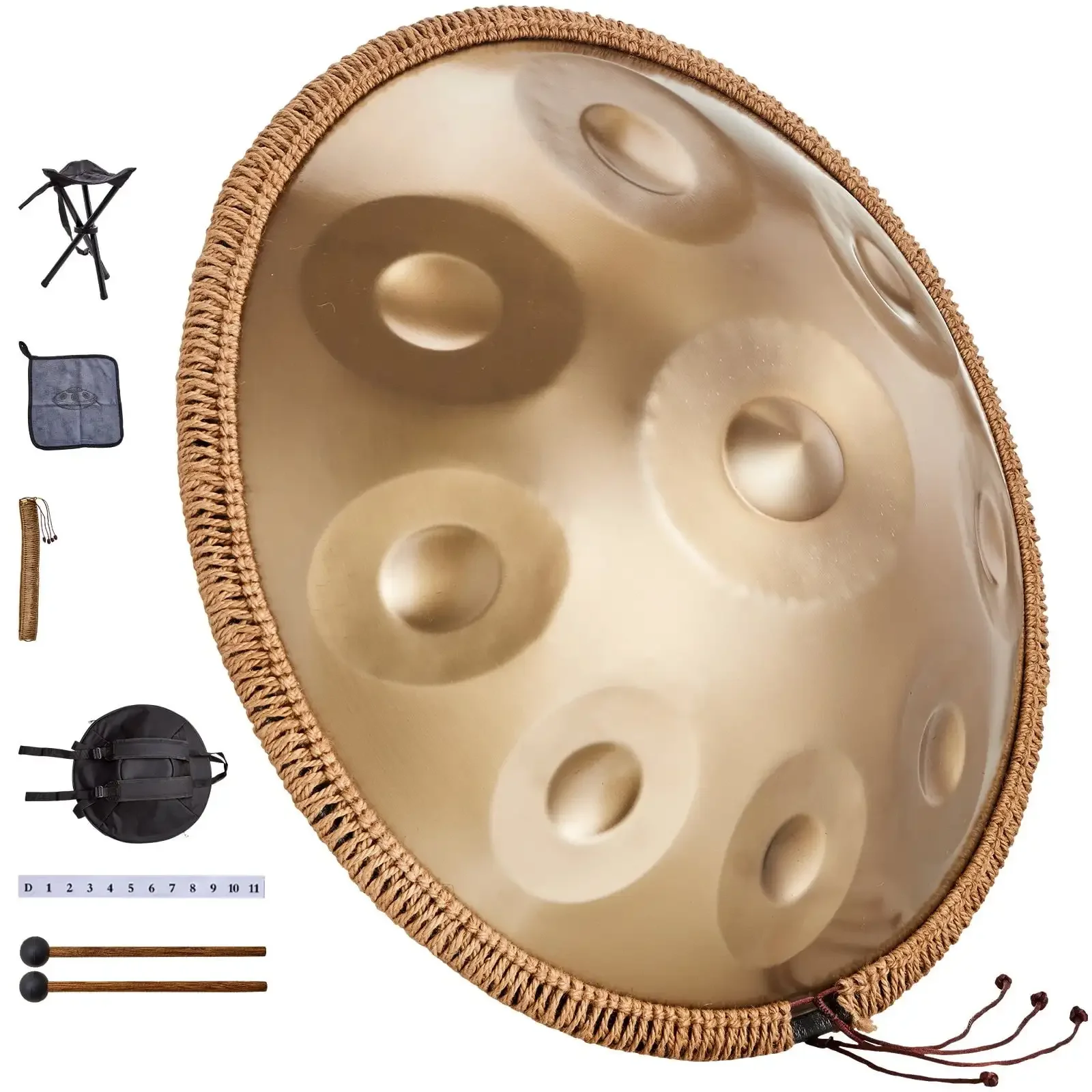 

Handpan Drum 22 in 9 Notes D Minor Steel Hand Drum with Mallets for Adult