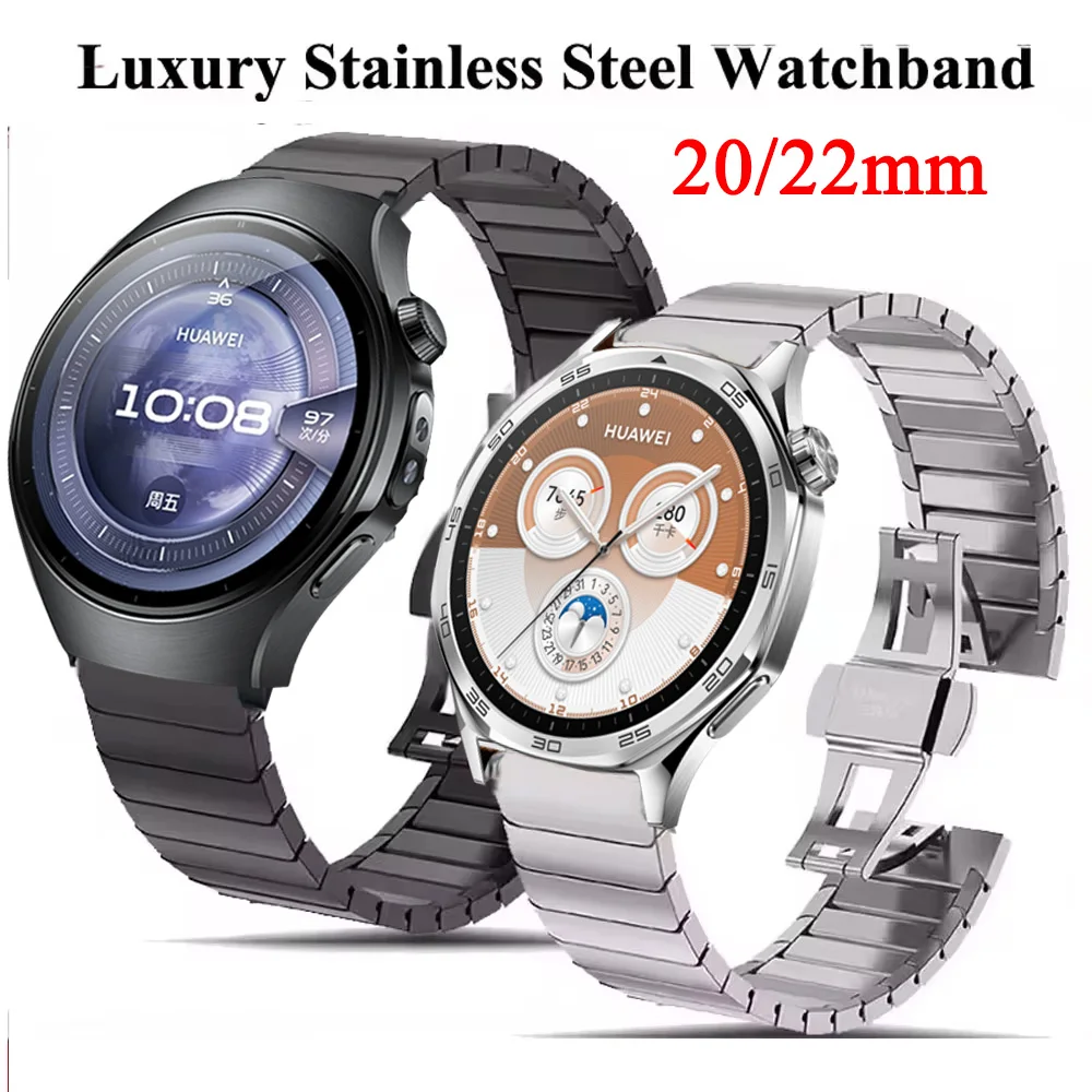 Edelstahl-Uhrenarmband für Huawei Watch 5/GT5Pro/GT5 4 3 2 46 mm 20 mm 22 mm Metallarmband für Huawei Watch 4 3 Pro Herrenarmband
