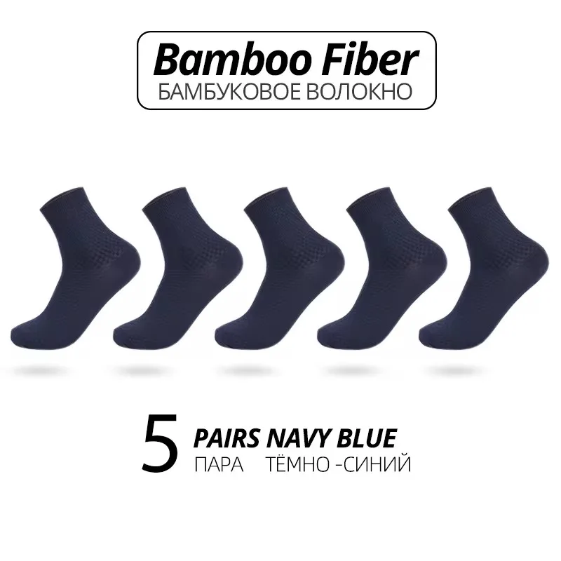 5 paar bamboevezel herensokken klassieke zakelijke crew sokken lente herfst casual comfortabel ademend compressie bamboe sox