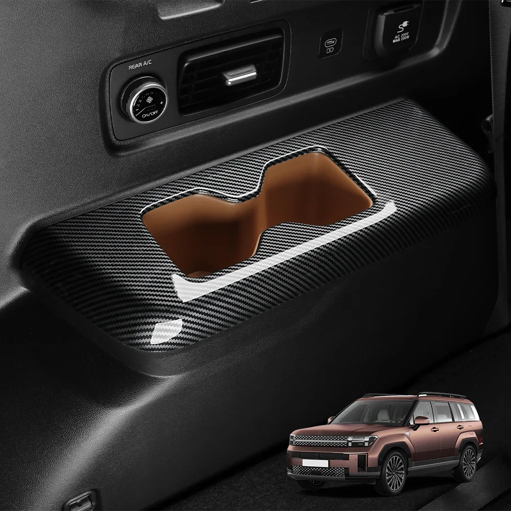 

X-T третья крышка держателя чашки для воды для Hyundai Santa Fe MX5 2024, углеродное волокно, деревянный стиль, внутренний автомобильный левый руль/правый руль