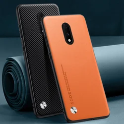 Luxury PU Leather Case For OnePlus 7 Back Cover Matte Silicone Shockproof Full Protection Phone Case For One Plus 7 OnePlus7