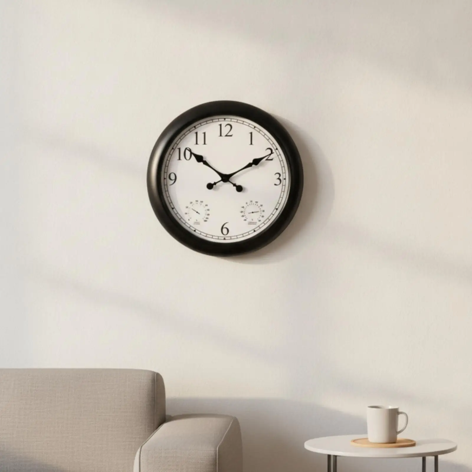 Outdoor Wall Clock with Thermometer and Hygrometer Easy-to-Read for Balcony