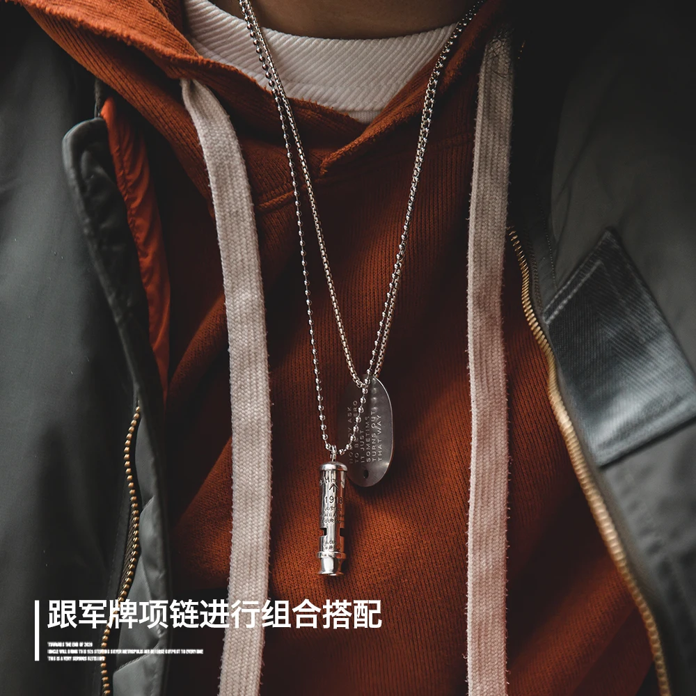 Maden 925 Silver Whistle Pendant Necklace Vintage Boho Viking Style Unisex Fashion Jewelry