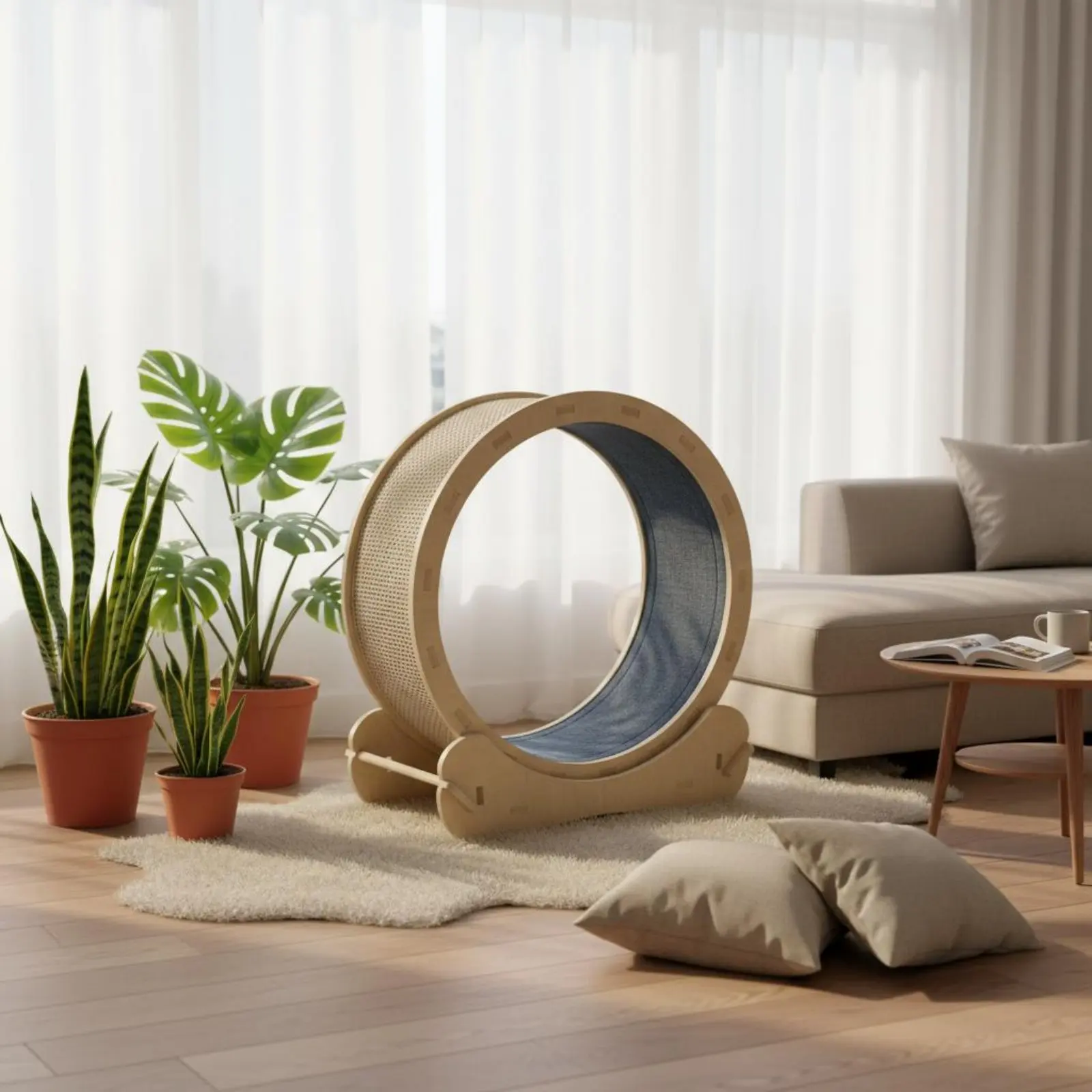 wooden-feline-running-wheel-scratch-resistant-two-sidedsided-feline-exercise-wheel-pet-fitness-equipment-polished-spine-friendly