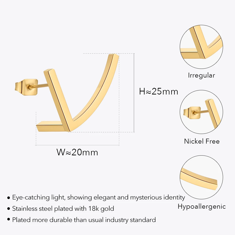 ENFASHION 2023 Irregular Stud Earrings For Women Gold Color Stainless Steel In Earings Fashion Jewelry Aretes De Mujer E221470