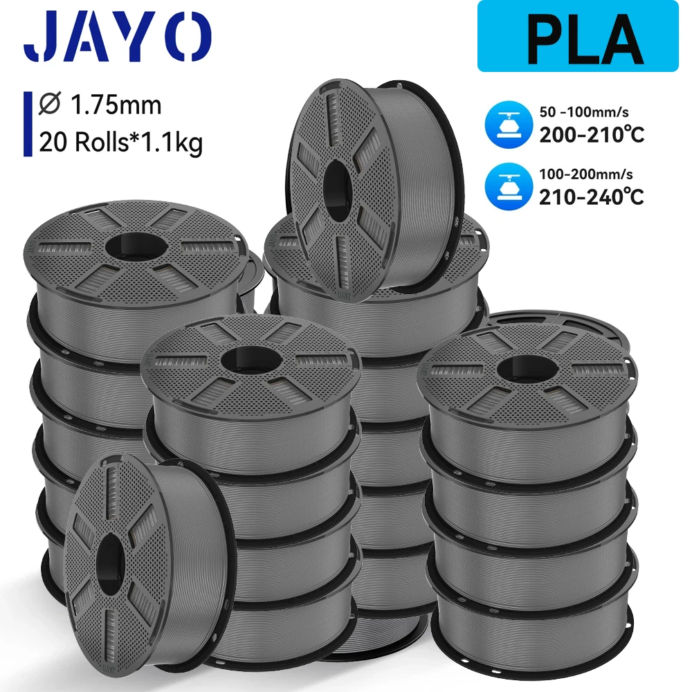 JAYO PLA Plus PETG PLA 3D-Drucker-Filament, 20 Rollen PETG/PLA+ Filament, 1,75 mm, keine Blasen, glatt, optional für Bambu FDM 3D-Drucker
