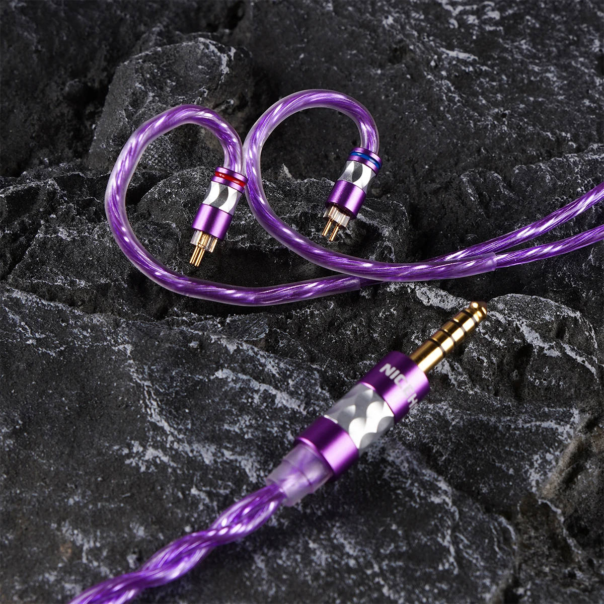 NiceHCK PurpleMoon Cable 7N Flat Silver Plated OCC HiFi Audio Wire 3.5/2.5/4.4 MMCX/2Pin for Fudu DZ4 Quartet Quintet Performer8