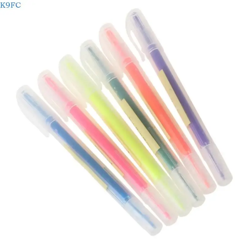 K9FC 6 Pcs Watercolor Gel Pen Highlighter Accent Maker Smooth Writing