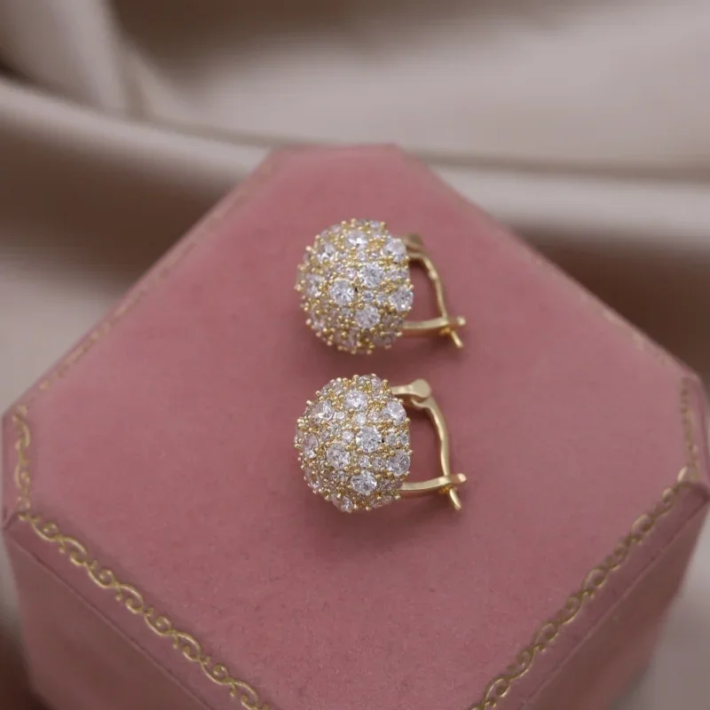 2025 france new design fashion 14K gold plated round basket zircon earrings elegant women's daily work accessories