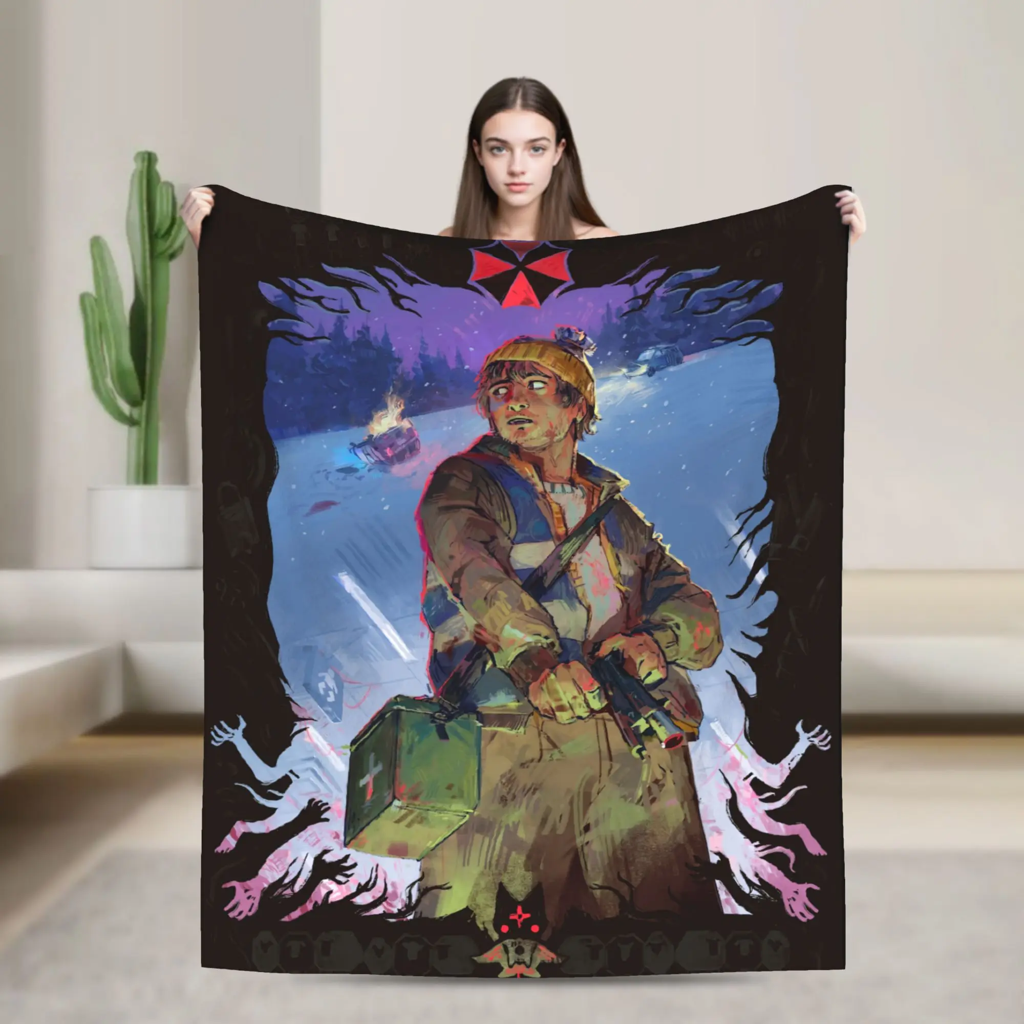 Bryan Hodukavich Game Knitted Blankets Coral Fleece Plush R-Residents Night Undead Evil Throw Blankets Car Sofa Couch Bed Rug