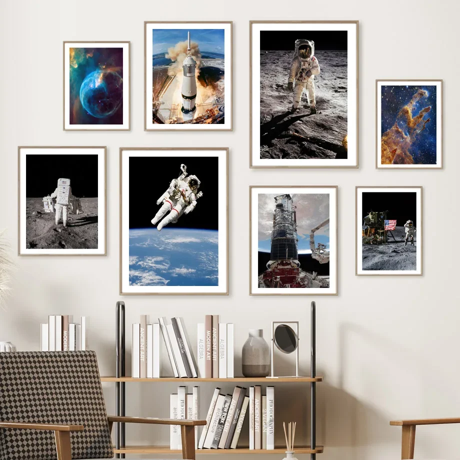 

Astronaut Space Shuttle Carina Nebula Scifi Wall Art Canvas Painting Nordic Poster And Print Wall Pictures For Living Room Decor