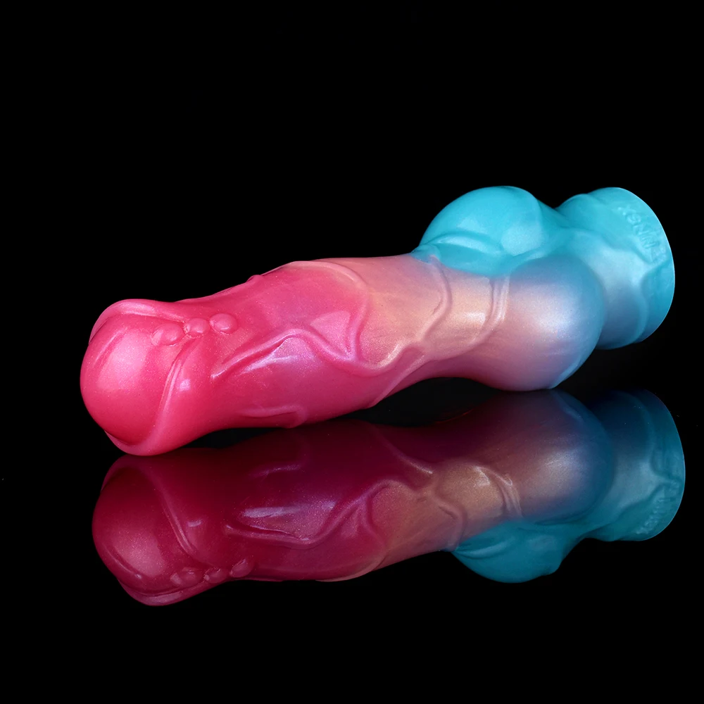 FAAK Silicone  Dog Knot Penis Sleeve Fantasy Sheath Cock Enlargement & Extender Stretchable Hollow Dildo Sex Toys For Men