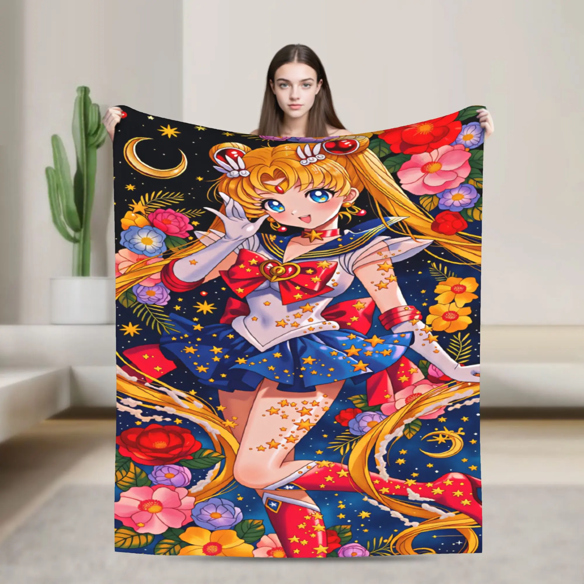 S-Sailor M-Moon Anime  Blanket Quality Warm Soft  Throw Blanket Autumn Decorative Couch Chair Funny Bedspread