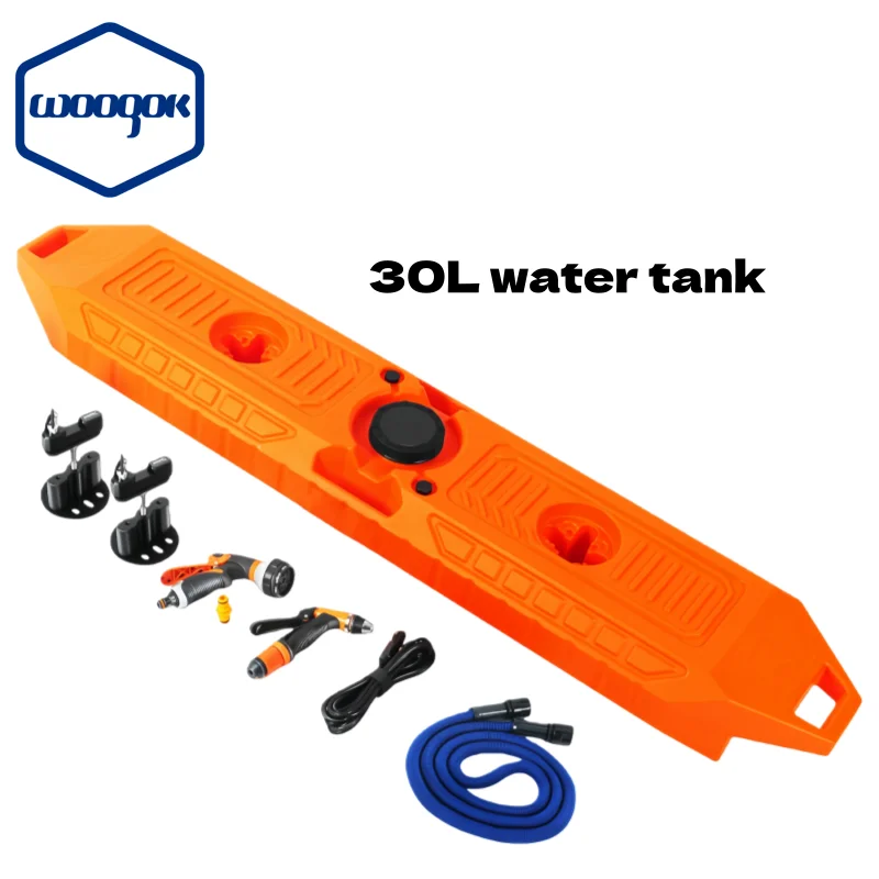 Tactical Roof Water Tank, 30L 8Gal 85 PSI Pressurized Water Storage with Spray Gun, Lock Mount for Car 4x4 and Camper, 150x30cm