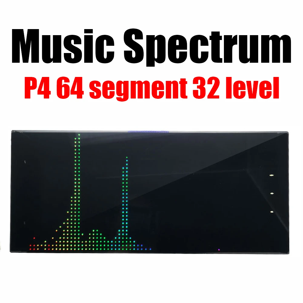 Imagem -02 - Led Música Indicador de Nível de Espectro Exibição do Relógio Controle Remoto Analisador de Ritmo vu Meter Amplificador de Potência Luz Ambiente p4 64x32