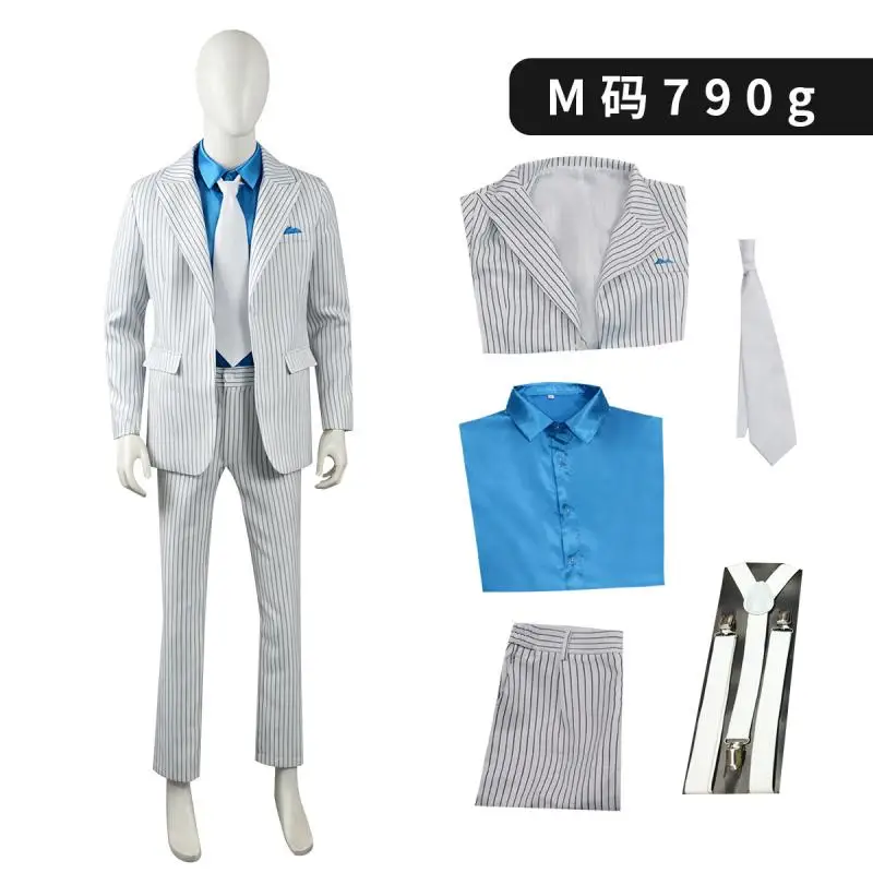 Custom Made Michael Jackson Smooth Criminal Suit Michael Jackson Cosplay Costume top pants shirt tie hat strap - view 6