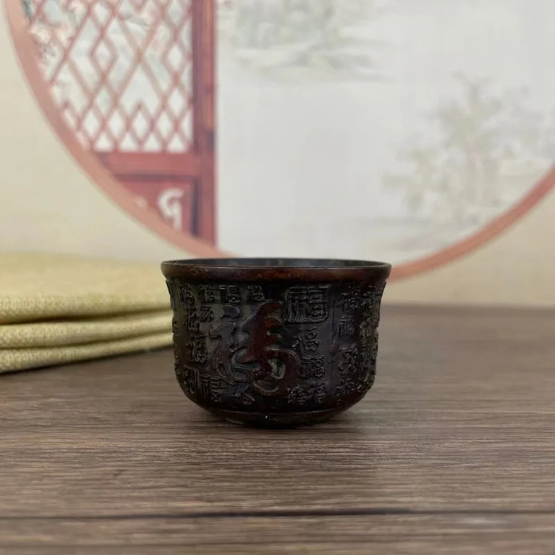 Brass antiqueware, Baifu wine cup, tea cup, home decoration, cup, vintage item