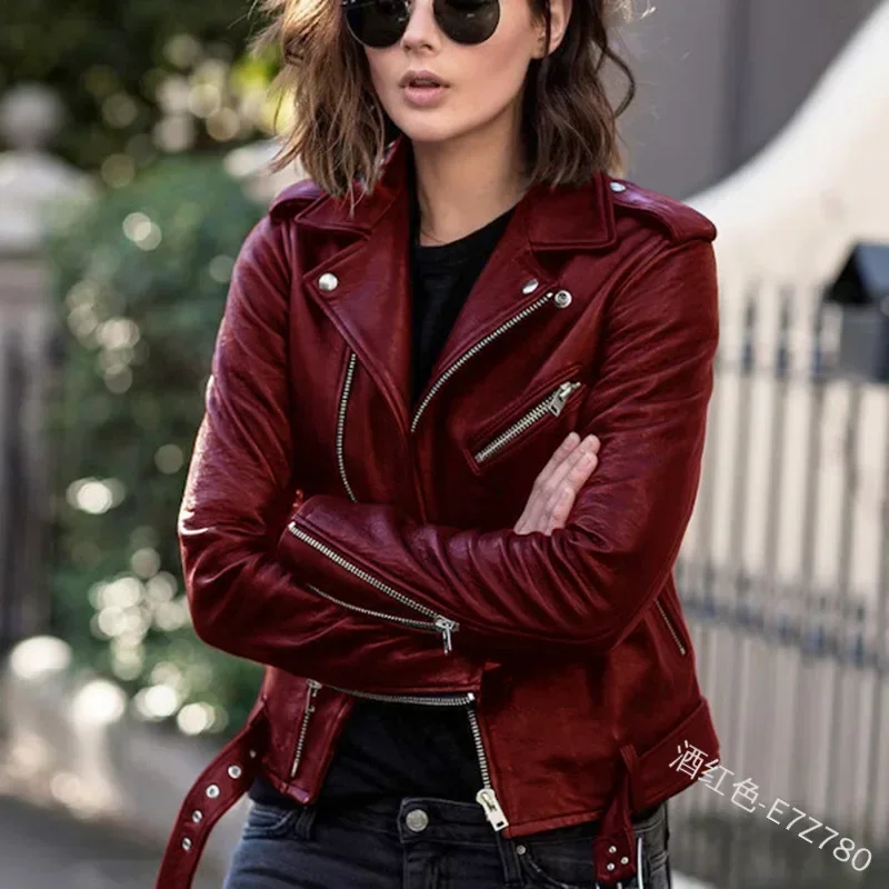 Women's Leather Coat Women Short Slim-Fit 2022 New Biker's Leather Jacket Winter Autumn Leather Jackets Coats