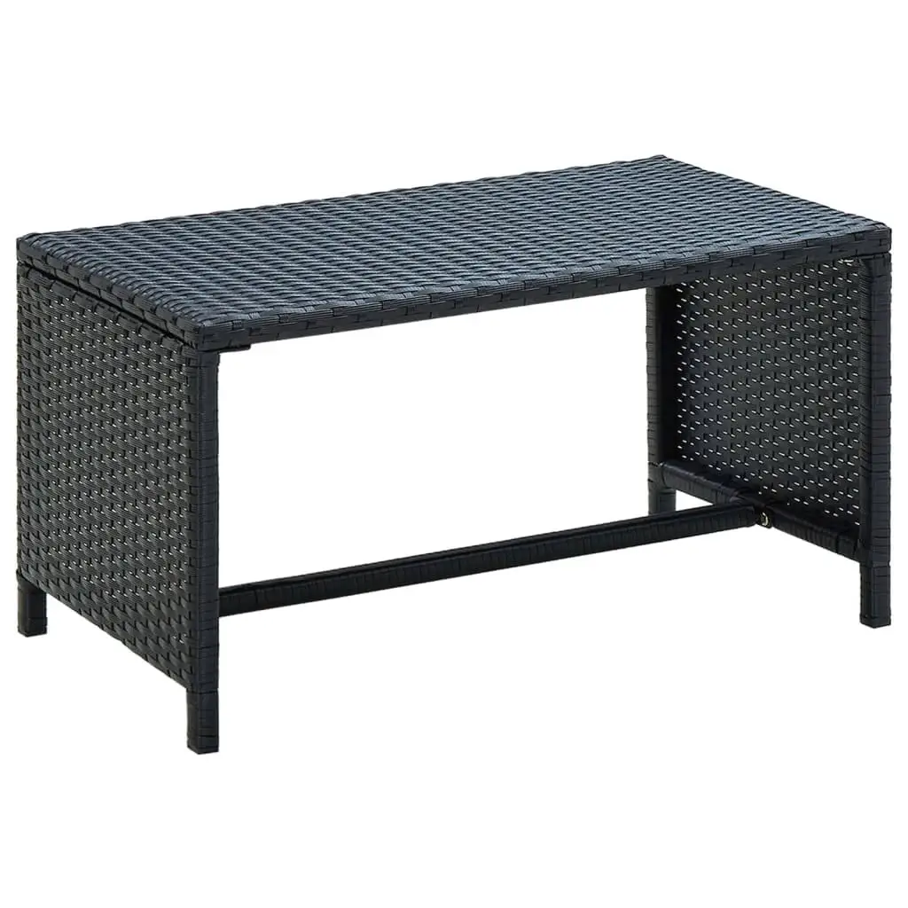 Stylish Black Coffee Table 27.6''x15.7'' Poly Rattan Design - Perfect for Living Room Decor