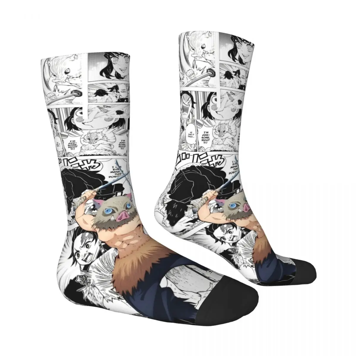 شيطان القاتل أنيمي الجوارب كامادو Nezuko جوارب غير رسمية للجنسين الرجال مريحة في الهواء الطلق جوارب رياضية الخريف مكافحة العرق الجوارب
