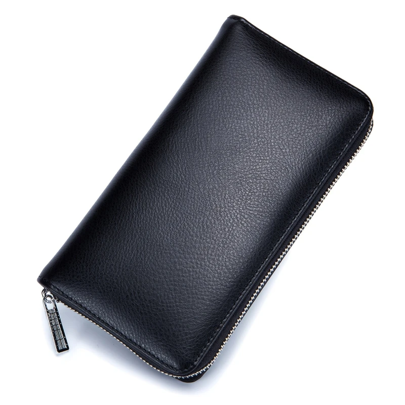 Women Large Capacity Leather Wallet Phone Pocket Coin Pouch Card Holder Strap Clutch Bag Zipper Long Money Purse Rfid Function