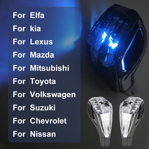 Perilla de palanca de cambios de cristal, adecuada para Toyota/Kia/Mitsubishi/Lexus/Nissan/Volkswagen/Mazda/Alfa/Chevrolet/cabezal de engranaje Led de siete colores