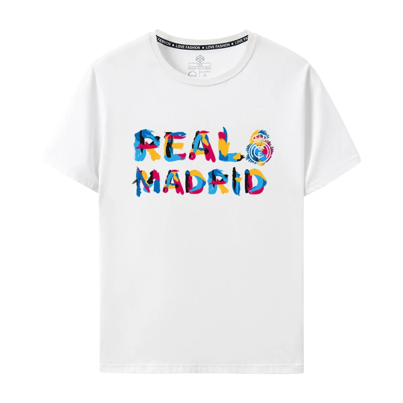 Large Size Clothing for Girls Real Madrid T-shirt Summer Children\'s T-shirt Family Set 100% Cotton Tops 2024 Kids Clothes Boys