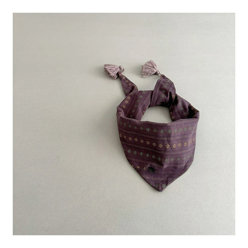 وشاح مثلث فني عتيق مع شرابات زهرية للأطفال، مقاوم للرياح لتدفئة الرقبة للأولاد والبنات، متعدد الاستخدامات #1