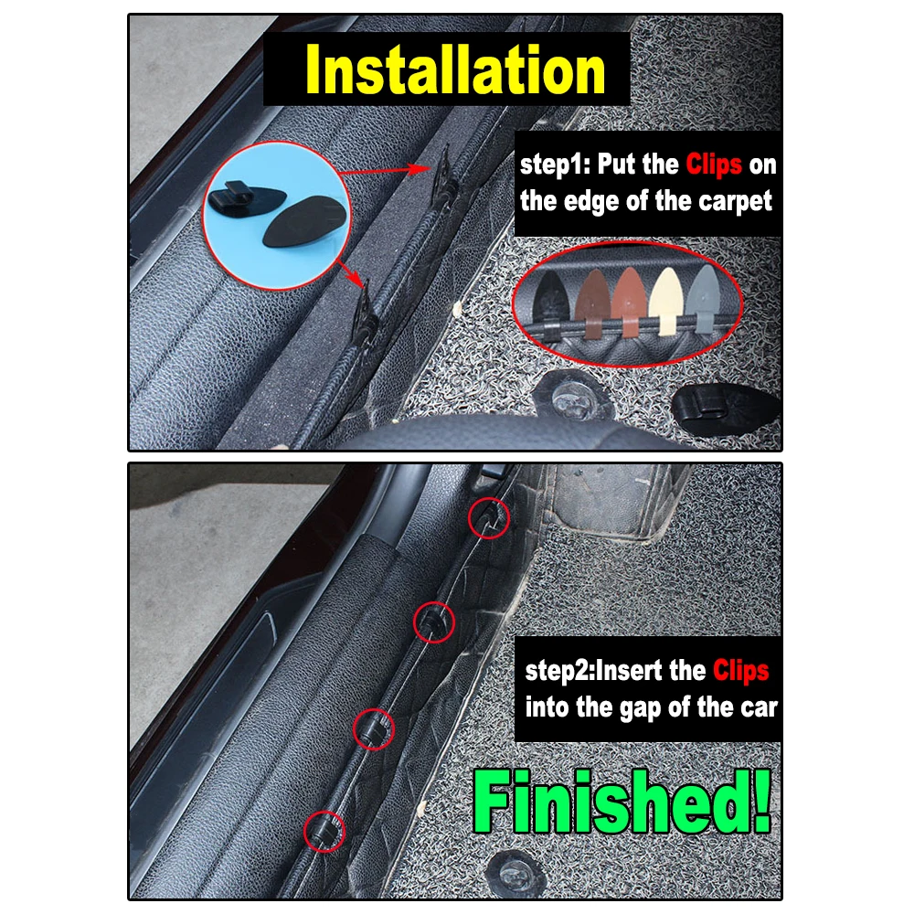 8x Universal Car Floor Mats Anti-Slip Clips Auto Carpet Fixing Grips Clamps Holders Retention Retainer Auto Styling Tools