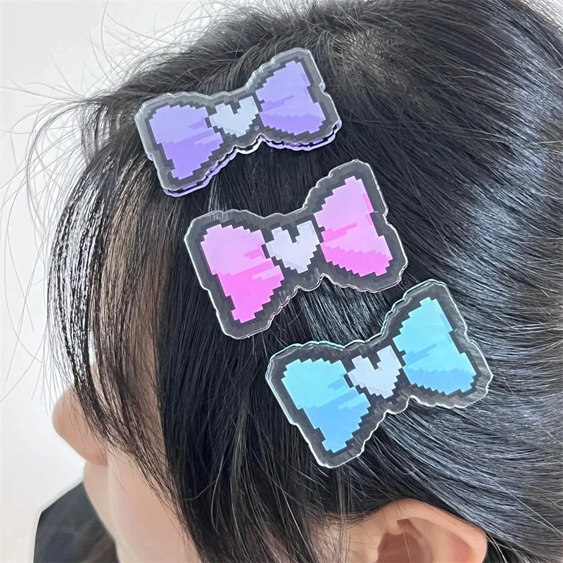 Game NEEDY GIRL OVERDOSE KAnge Ame Rain Cosplay Hairpins Colorful Bowtie Acrylic Hairclips Jewelry 3Pcs/Set Headwear Accessories