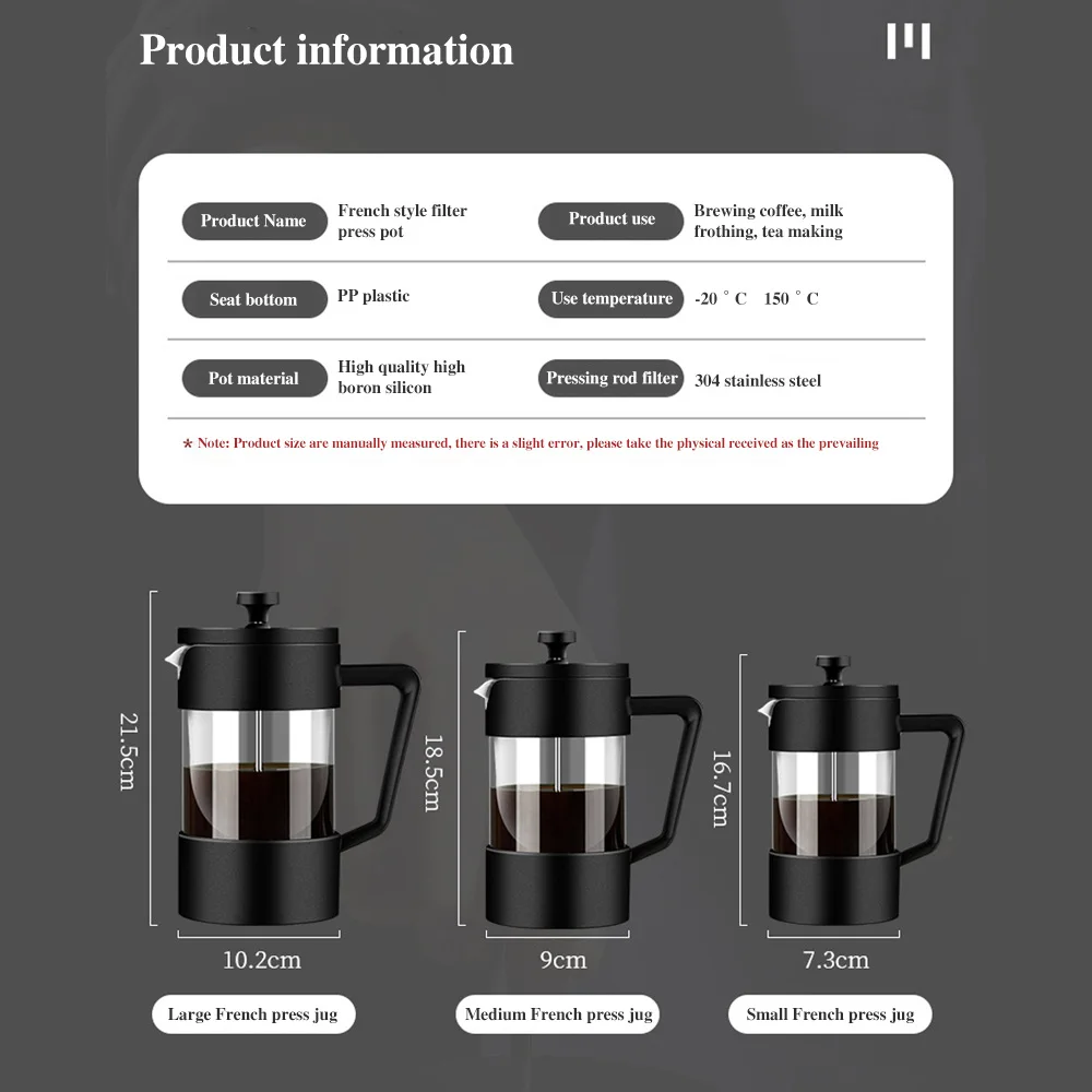 350ML/600ML/1000ML praska francuska wysokiej jakości szkło borokrzemowe domowego browaru do kawy spienione mleko spieniacz ekspres do herbaty Barista