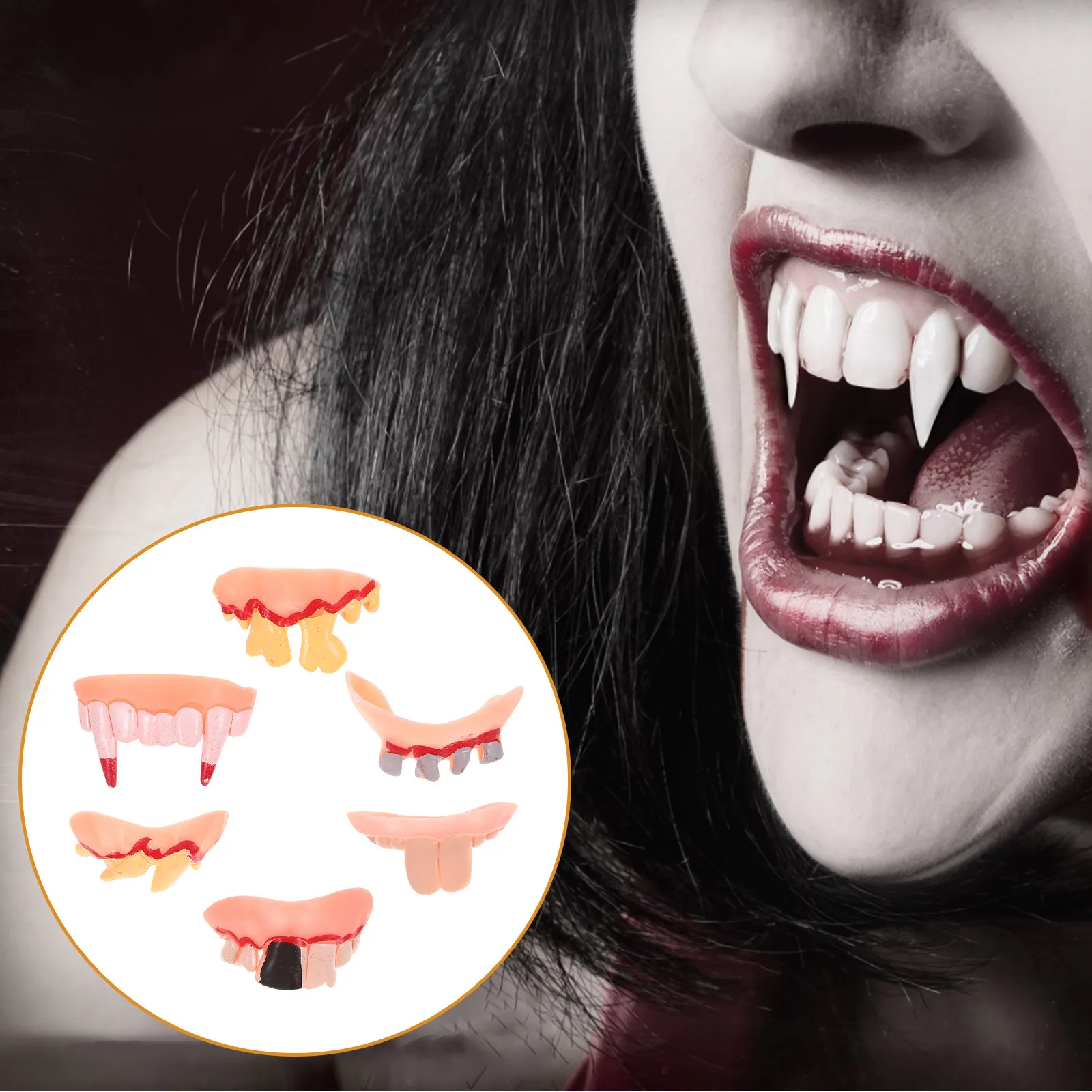 

12 шт. Накладные зубы для Хэллоуина, уродливые протезы для розыгрышей, вечеринок и косплея, аксессуары для костюмов на Хэллоуин
