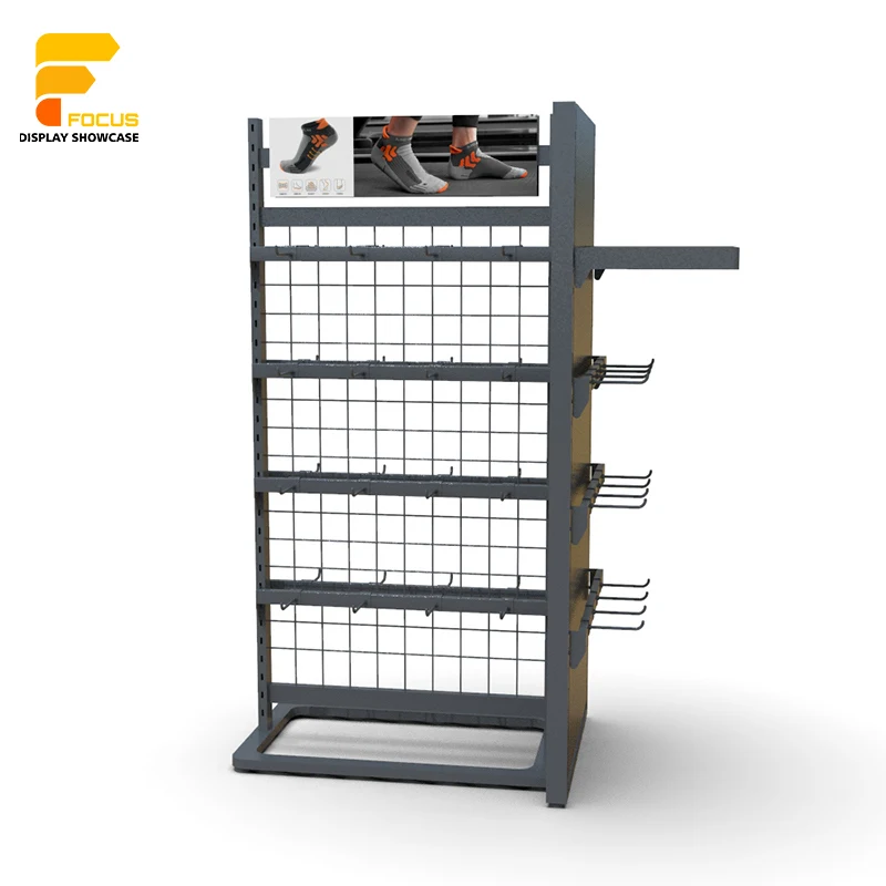 {Customized} Custom Retail Boutique Metal Foowear Store Fixtures Supplier Sock Display Stand with Hooks