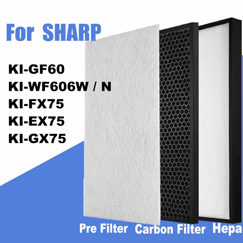 

H13 HEPA and Activated Carbon Deodorizing Filter For Sharp KI-GF60 KI-WF606W / N KI-FX75 KI-EX75 KI-GX75 Air Purifier