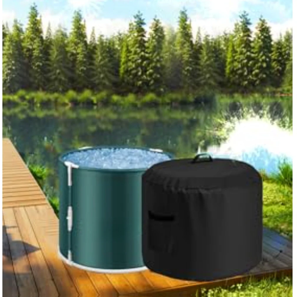 Weather Protection Cover 35*35*30inch Outdoor Ice Bath Cover All-Weather Protection Internal Insulating Backing