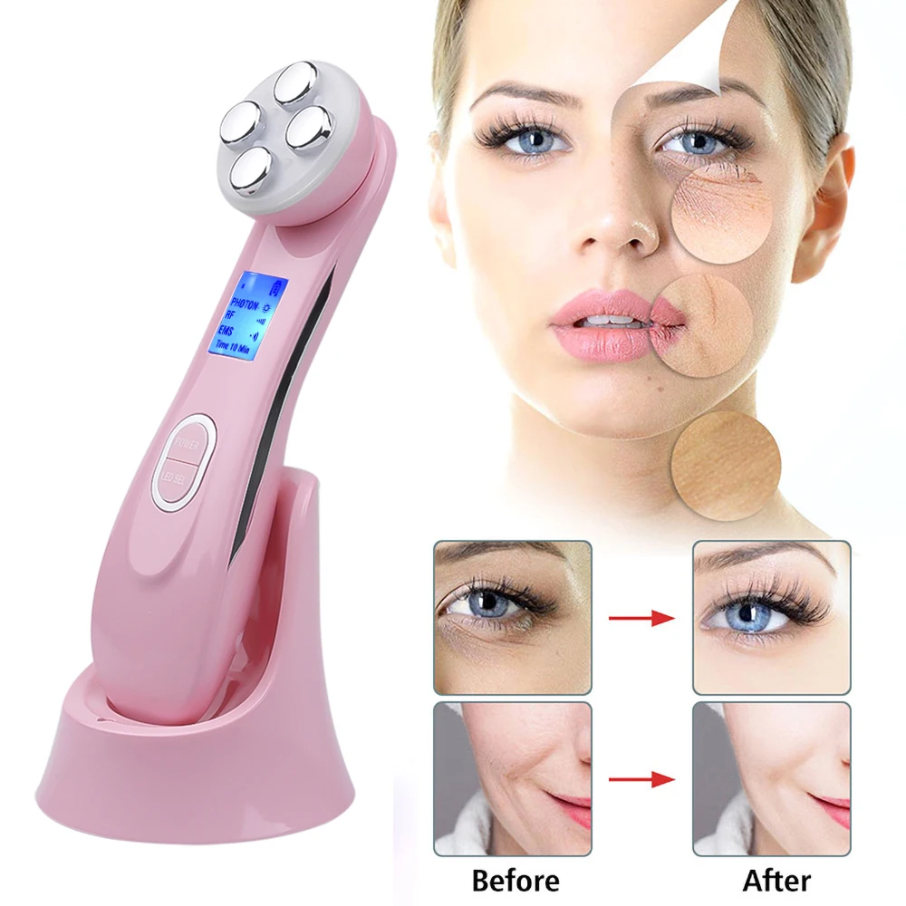 5 In 1 Facial Massage Device Rf Facial Lifting Device Skincare Facial Massage Device Ems Micro Current Tightening Facial Beauty