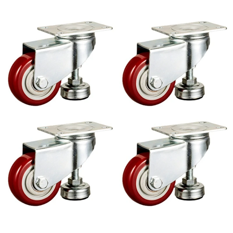 2 Inch Leveling Plate Caster Wheels With Adjustable Anti-Vibration Leveling Foot Pad Heavy Duty Casters Durable