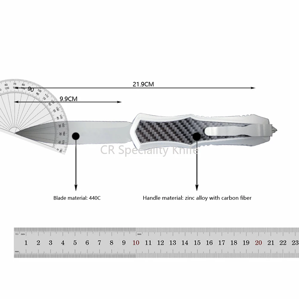 High Quality Tactical MICR OTF-Safety Au.to Folding Knife 440C Blade Zinc Alloy+carbon Fiber Handle Outdoor Hunting EDC Tool