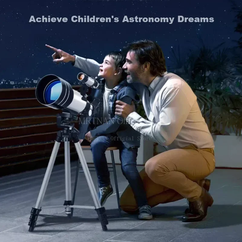 150X Astronomical Telescope , 70mm Aperture Refractor Portable Travel Telescope with Phone Adapter &Wireless Remote