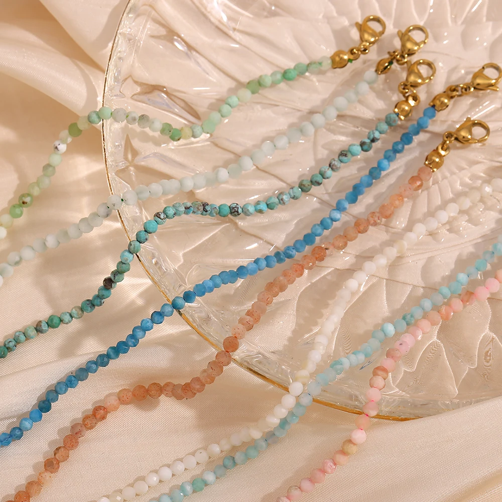 E.B.belle 3mm Farbe Naturstein Perlen frauen hand armbänder Hohe Qualität Wasserdicht Anlaufen Kostenloser Schmuck Zubehör