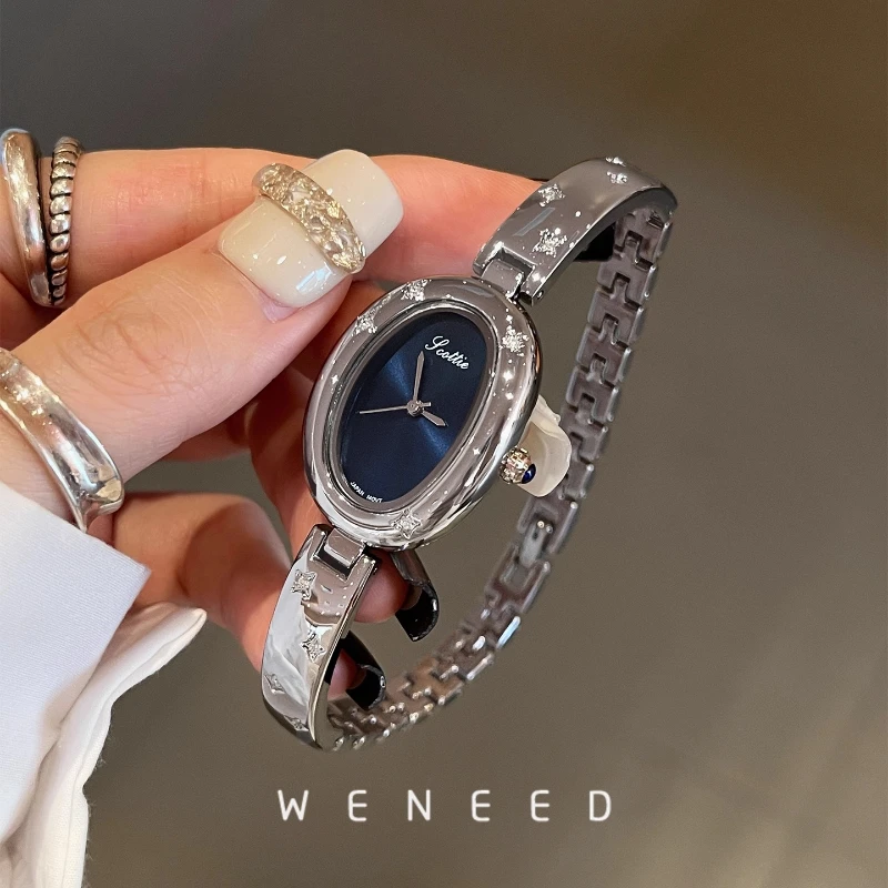 

2025 new luxury oval bathtub women's exquisite small bracelet women's watch birthday gift waterproof, fashion trend metal