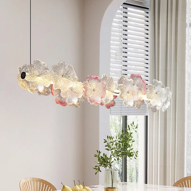 

AiPaiTe Iron Glass Electroplated Flower Circle LED Pendant Light for Living Room, Dining Table for Ceiling chandelier .