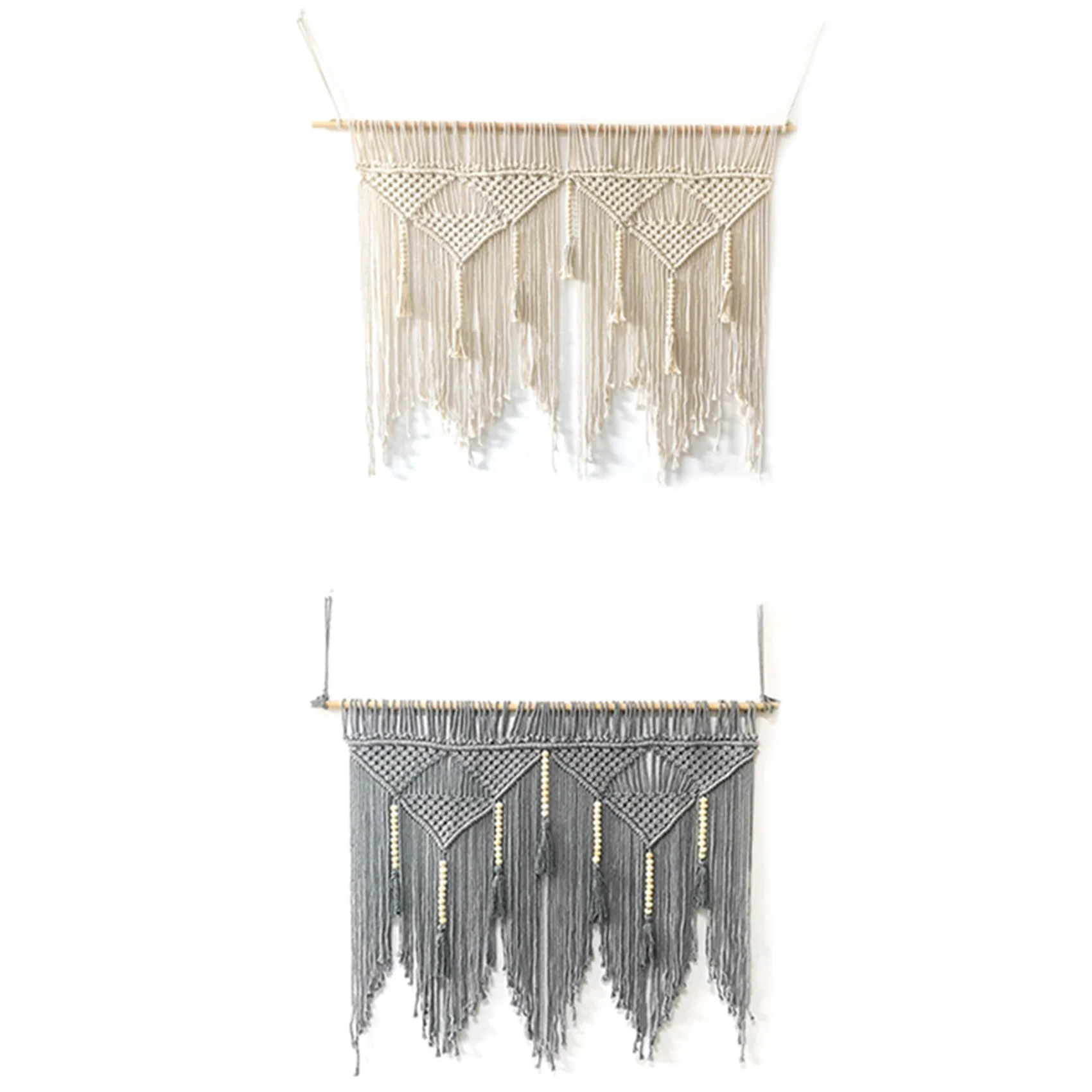 2X Macrame Wall Hanging Handwoven Bohemian Cotton Rope Boho Tapestry Home Decor Creamy-White New