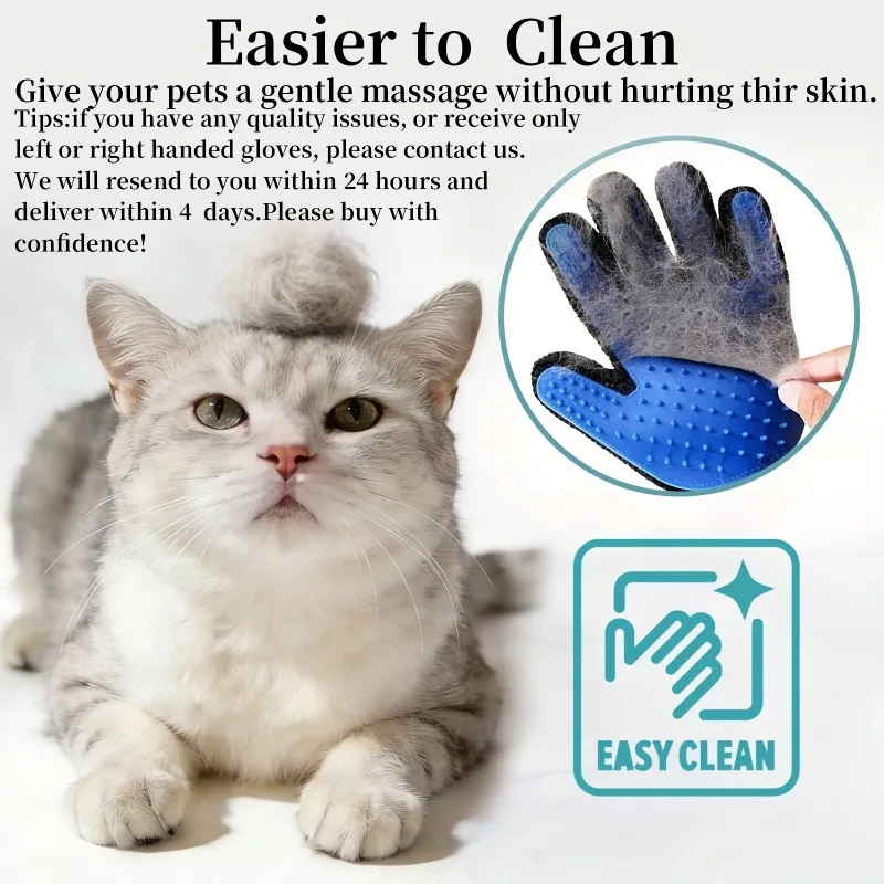 2 Pcs Cleaning Gloves Suitable for Hair Removal Tools for Dogs Cats Pet Massage and Caressing Gloves, Hair Removal Glove Brush